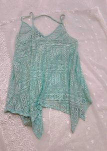 Sheer Lace Asymmetrical Tank Top