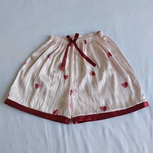 Satin Heart Print Pajama Shorts 💝