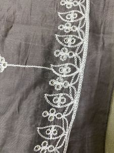 Embroidered Grey Scarf