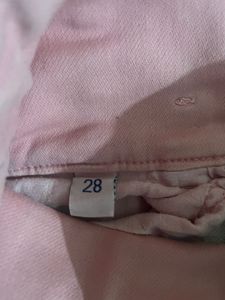 High Waisted Pink Denim Jeans