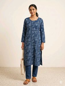 Blue Block Print Kurta