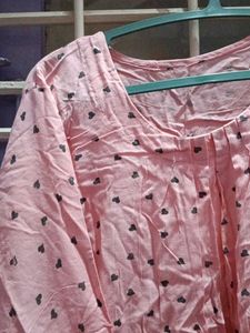 Cute Pink Heart Print Top l size