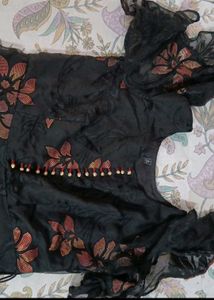 Black Gown With Butterfly Sleeves