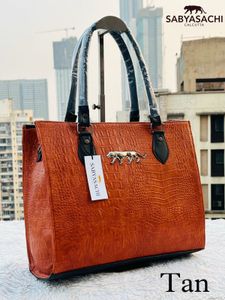 Sabyasachi Calcutta Black Croc Tote Bag