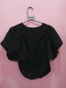 Dark Olive Green Puff Sleeve Top