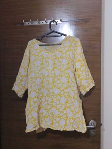 Yellow Floral Print Kurta