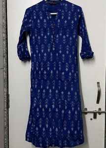Blue Printed Cotton Kurta