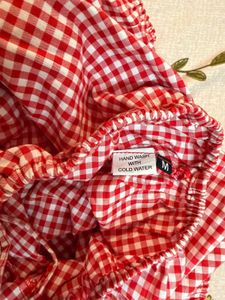 Nefs finds Red Gingham Ruffle Blouse