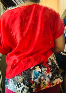 Brand new Red off shoulder top with printe