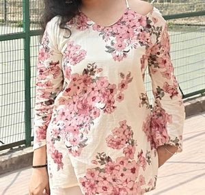 Chic Floral Print  short Kurti