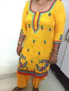 Vibrant Yellow Embroidered Kurta Set