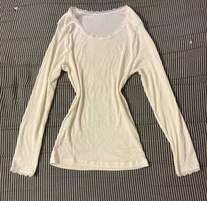 Cream Lace Trim Long Sleeve Top