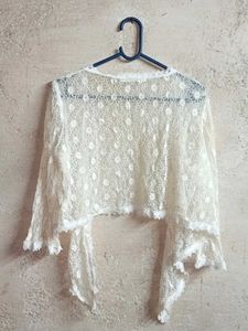 Elegant slightly peach Lace Shrug/Bolero Cropped