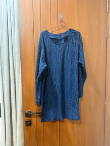 Elegant Blue Crinkle Dress