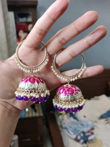Jhumka Earrings with Pearl and Beads