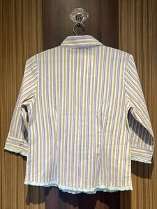 Chic Striped Ruffle Shirt