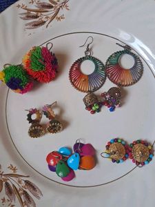 Navaratri Colorful Earrings Combo of 5