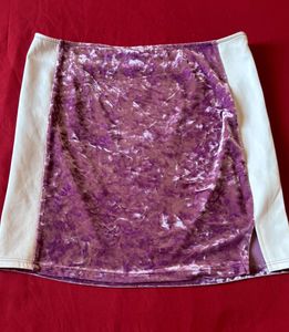 Pink &amp; White Velvet Mini Skirt