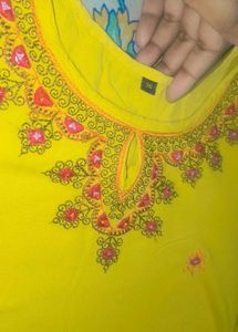 Vibrant Yellow Embroidered Kurta