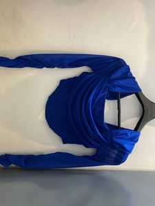 Stunning Blue Ruched Mesh Top