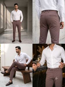 Men's Premium Brown Slim Fit Dress Pants