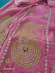 Pink Rajputi poshak peacock 🦚 gotta patti