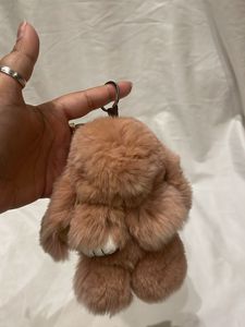 Fuzzy Bunny Keychain Charm