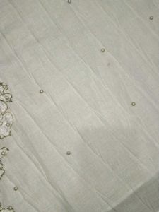 White Embroidered Dupatta with pearl work