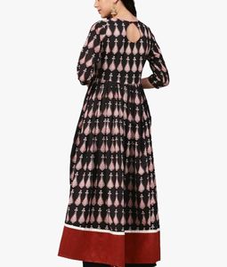 Black Printed Floor Length Anarkali Dress