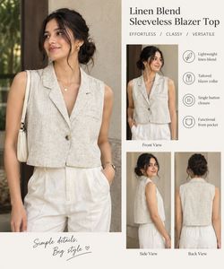 Linen blend blazer top