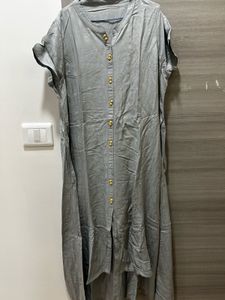 Elegant Grey Kurta with Golden Print