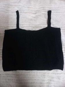 Combo of Black Cropped Knit Tank Top + yellow one