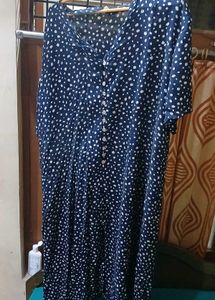 Chic Navy Polka Dot Midi Dress