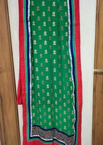 Green & Gold Embroidered Dupatta Never Used