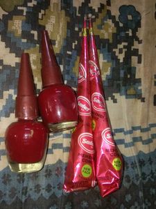 New Mehendi Cones, Red Nailpaint Eartops