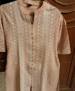 Elegant Peach Embroidered Kurta