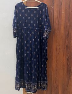 navy blue printed gown