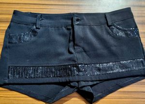 Stylish Black Sequin Shorts