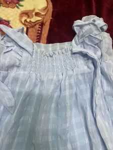 Cute Baby Blue Gingham Top
