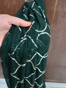 Green &amp; Gold Sequin Scarf