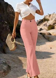 Stylish Pink High-Waisted Trousers