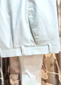 Mens Greenish Turquoise Kurta &amp; White Pants Set