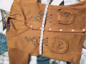 Cute Orange Cardigan with Embroidery