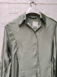 New with tag ZARA Satin Button-Up Shirt