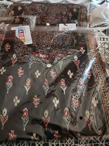 Black Cotton Printed Kurta