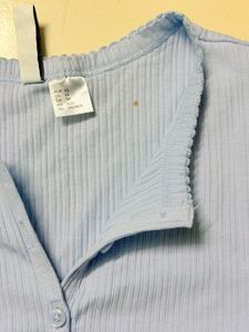 Light Blue Ribbed Long Sleeve Top