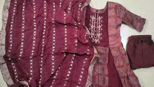 bandhani Maroon Kurta Set