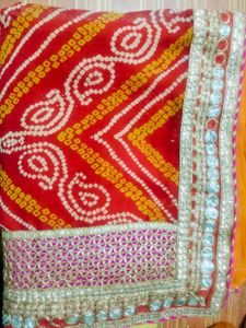 Vibrant Orange and Red Saree