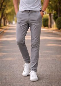 Highlander Men's Crop Fit Grey Trousers