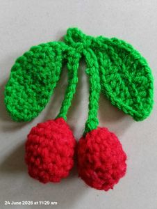 crochet cherry keychain
